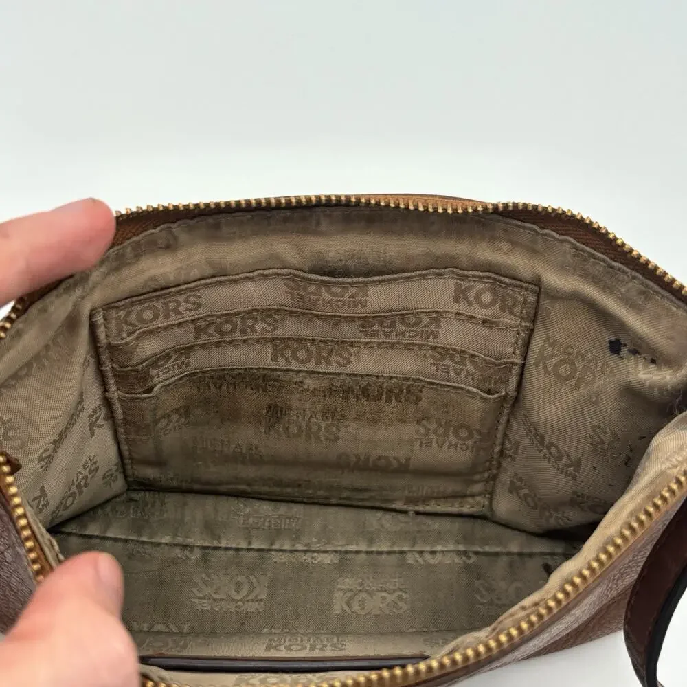 Michael Kors Jet Set Large Pebbled Leather Wristlet w/ Gold Tone Hardware